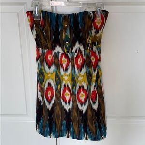 Colorful Poetry Strapless Minidress